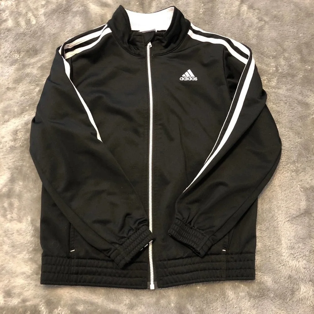 adidas Originals Kids Classic Black and White Track Zip Up Jacket Size M 10/12